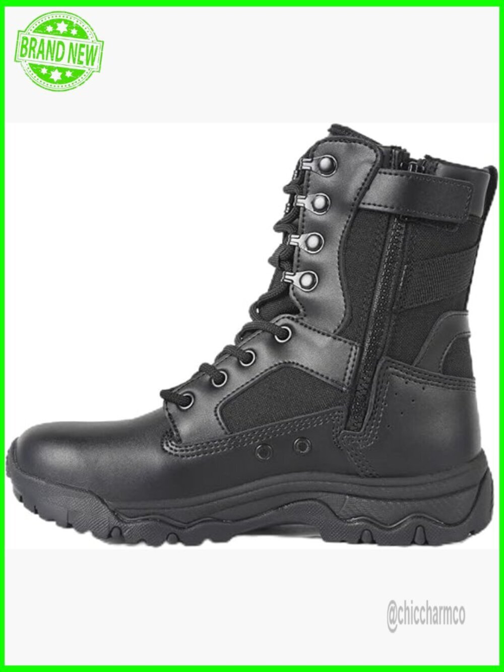 8" Side Zipper Lightweight Tactical Combat Boots with Side Vents